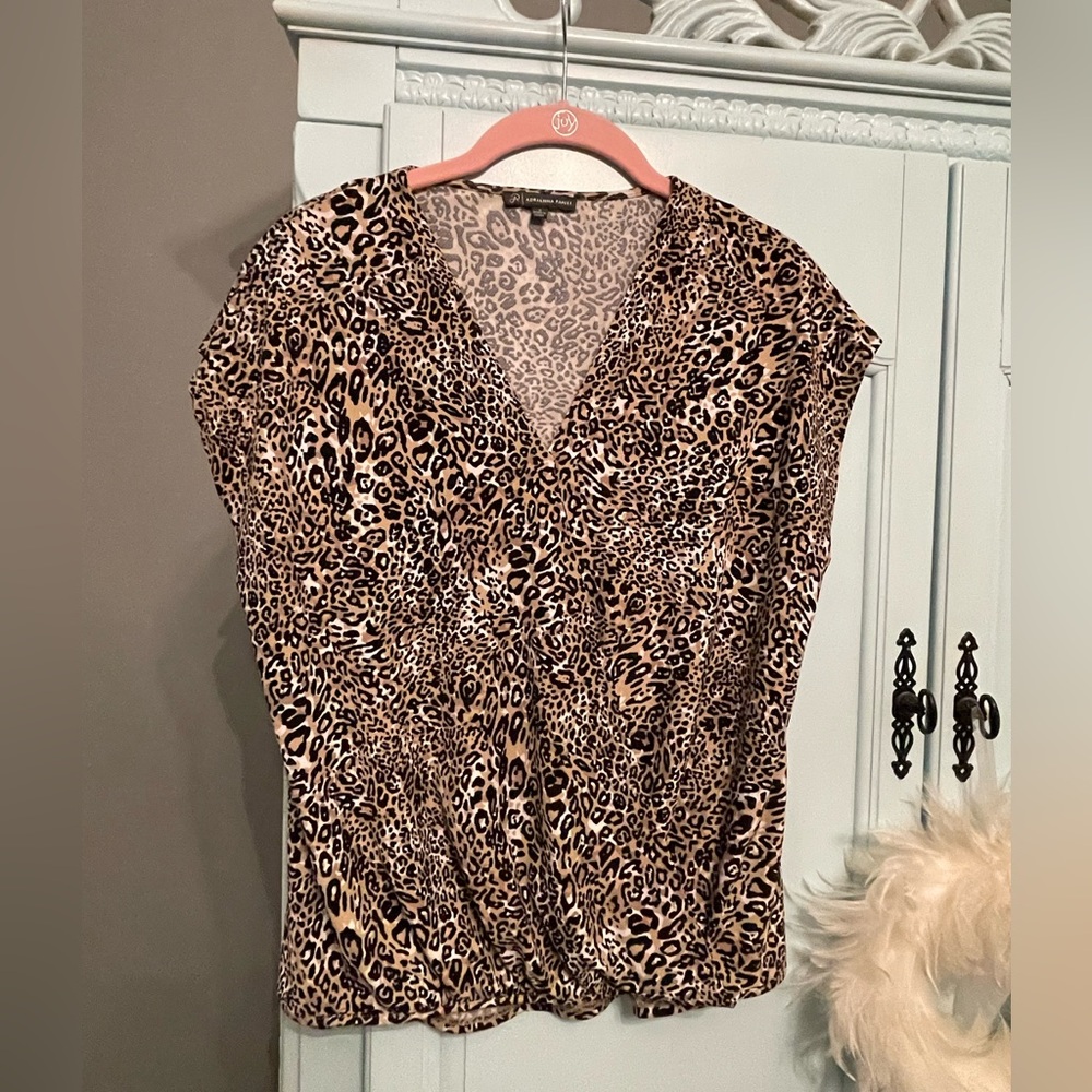 Adrianna Papell animal print blouse size S
